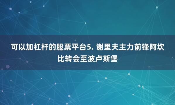 可以加杠杆的股票平台　　5. 谢里夫主力前锋阿坎比转会至波卢斯堡